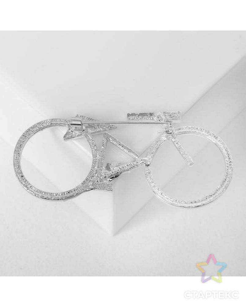 Брошь "Велосипед" геометрия, цвет чёрно-белый в серебре арт. СМЛ-125018-1-СМЛ0005433709