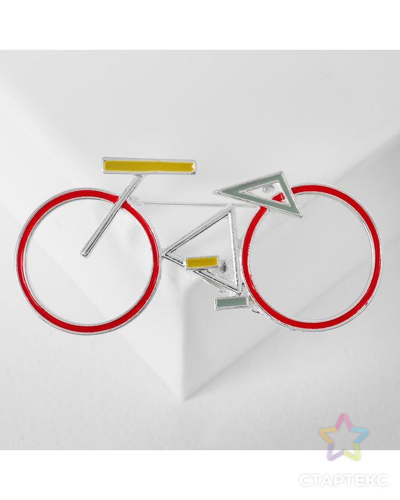 Брошь "Велосипед" геометрия, цвет чёрно-белый в серебре арт. СМЛ-125018-2-СМЛ0005433711