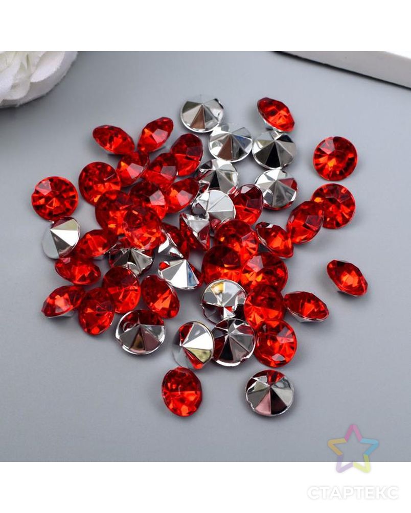 Декор для творчества акрил кристалл "Красная" цвет №1 d=1 см набор 50 шт 1х1х0,5 см арт. СМЛ-208761-1-СМЛ0005449010 2