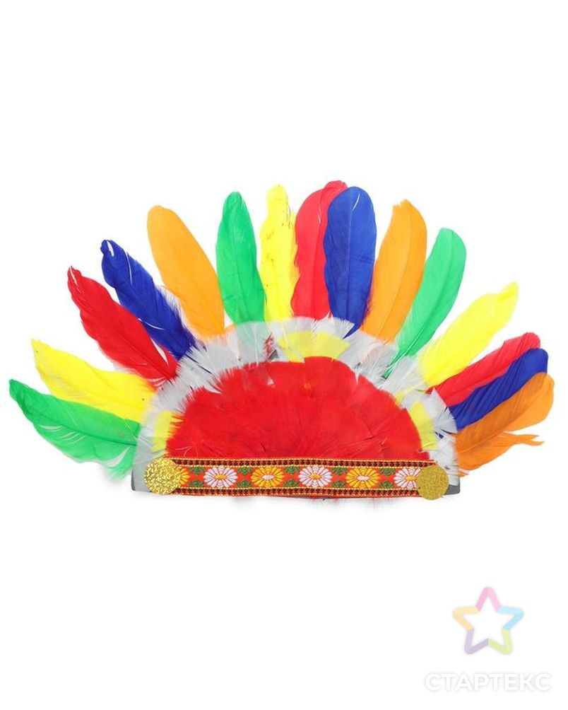 Головной убор Индейца из цветных перьев арт. СМЛ-124161-1-СМЛ0005459993