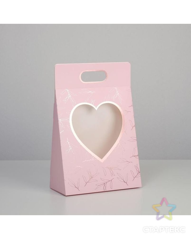 Переноска для цветов Love, розовая, 24 × 12,5 × 37 см арт. СМЛ-146757-1-СМЛ0005467280 1