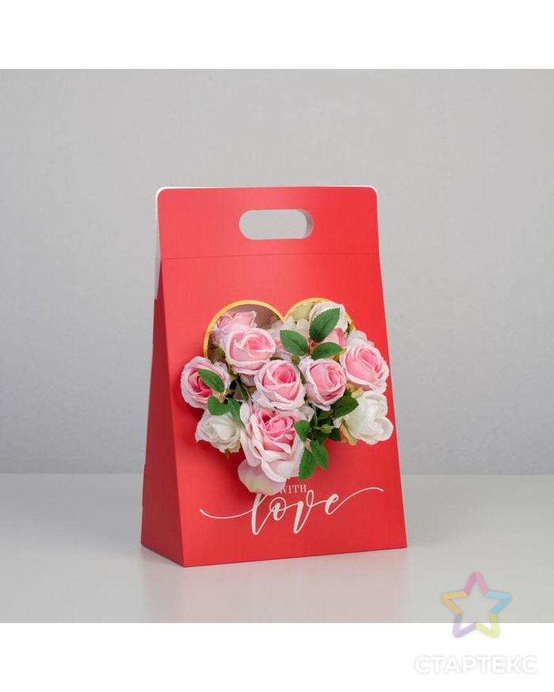 Переноска для цветов Love, красная, 24 × 12,5 × 37 см арт. СМЛ-146760-1-СМЛ0005467283 4