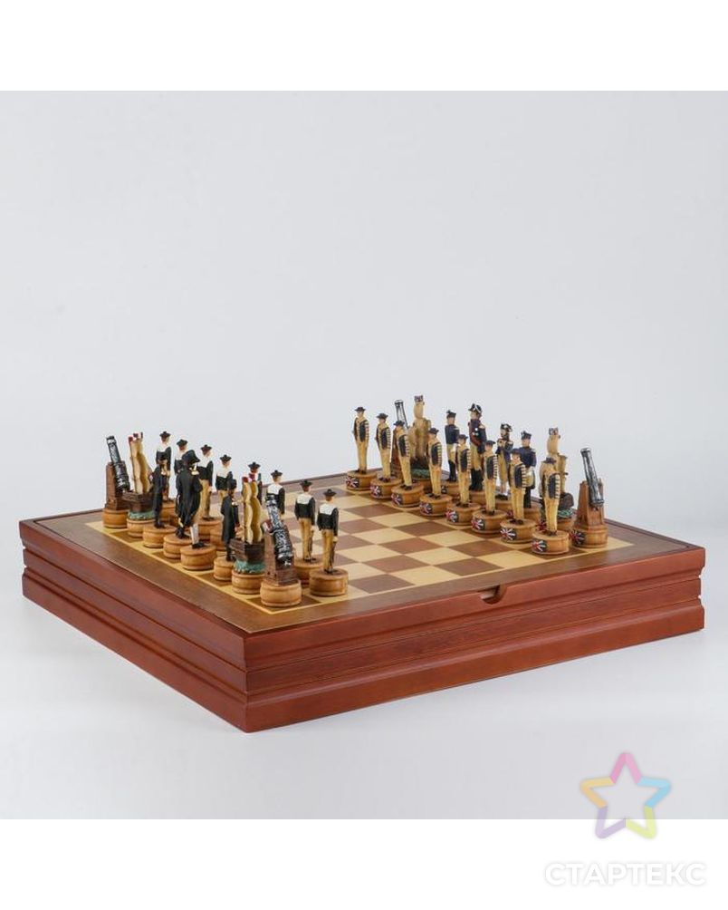 Шахматы сувенирные "Морское сражение" (доска 36х36х6 см, h=8 см, h=6.5 см) арт. СМЛ-139500-1-СМЛ0005467849