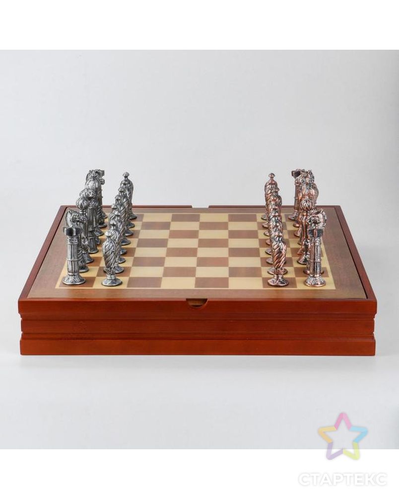 Шахматы сувенирные "Рыцарские" (доска 36х36х6 см, h=8.5 см, h=5.7 см) арт. СМЛ-139501-1-СМЛ0005467850 3