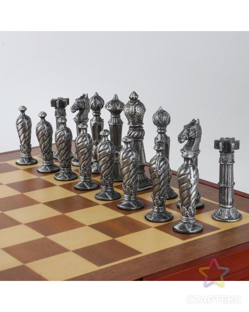 Шахматы сувенирные "Рыцарские" (доска 36х36х6 см, h=8.5 см, h=5.7 см) арт. СМЛ-139501-1-СМЛ0005467850 4