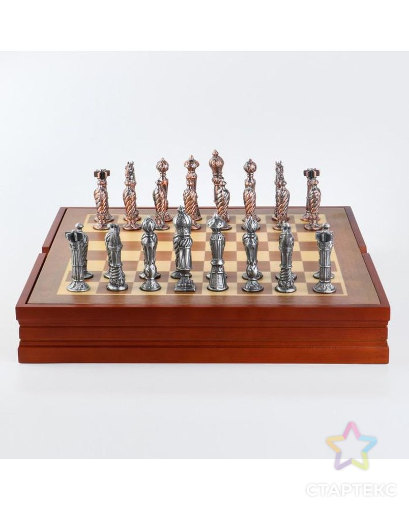 Шахматы сувенирные "Рыцарские" (доска 36х36х6 см, h=8.5 см, h=5.7 см) арт. СМЛ-139501-1-СМЛ0005467850 7