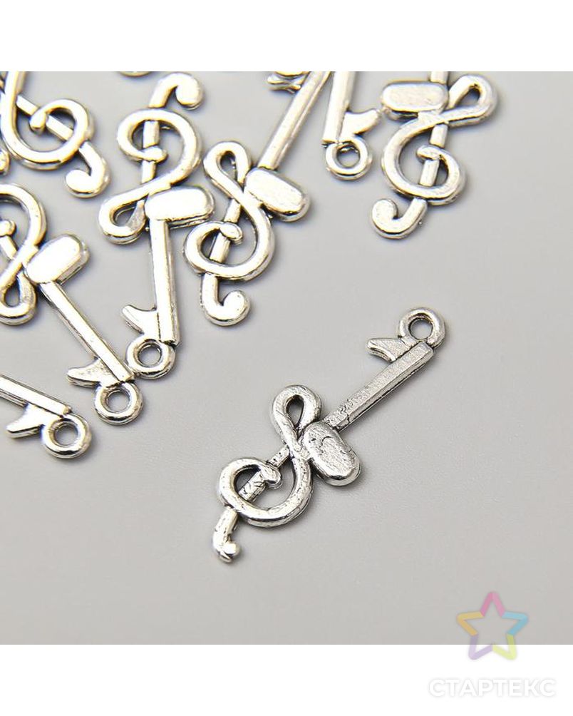 Декор металл для творчества "Скрипичный ключик" серебро 3х1,1 см арт. СМЛ-149116-1-СМЛ0005470352