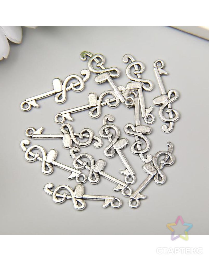 Декор металл для творчества "Скрипичный ключик" серебро 3х1,1 см арт. СМЛ-149116-1-СМЛ0005470352