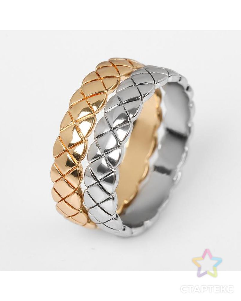 Кольцо "Узор" двойной, цвет золотисто-серебрянный, размер 17 арт. СМЛ-141183-1-СМЛ0005485541