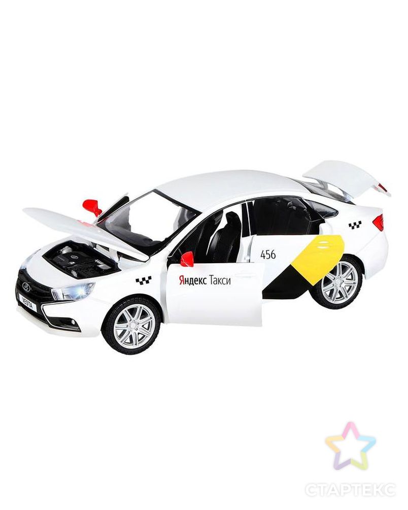 Машина металлическая «Lada Vesta Яндекс Такси» 1:24, открываются двери, багаж, озвученная, цвет белый арт. СМЛ-137341-1-СМЛ0005488651 2