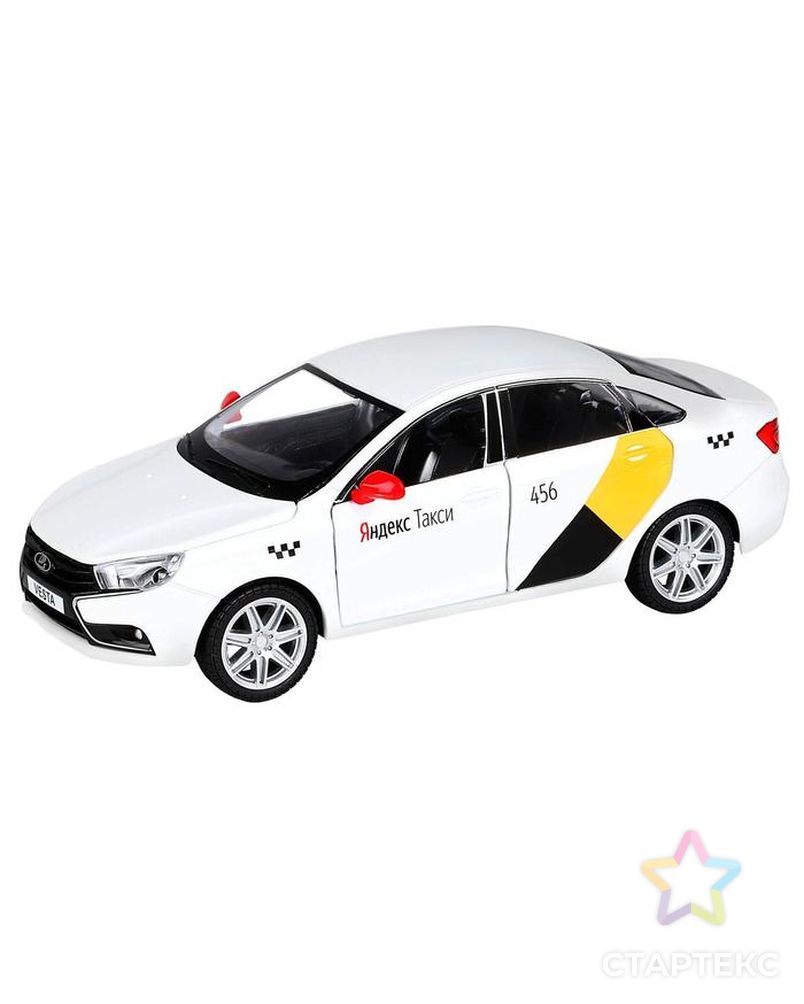 Машина металлическая «Lada Vesta Яндекс Такси» 1:24, открываются двери, багаж, озвученная, цвет белый арт. СМЛ-137341-1-СМЛ0005488651 4