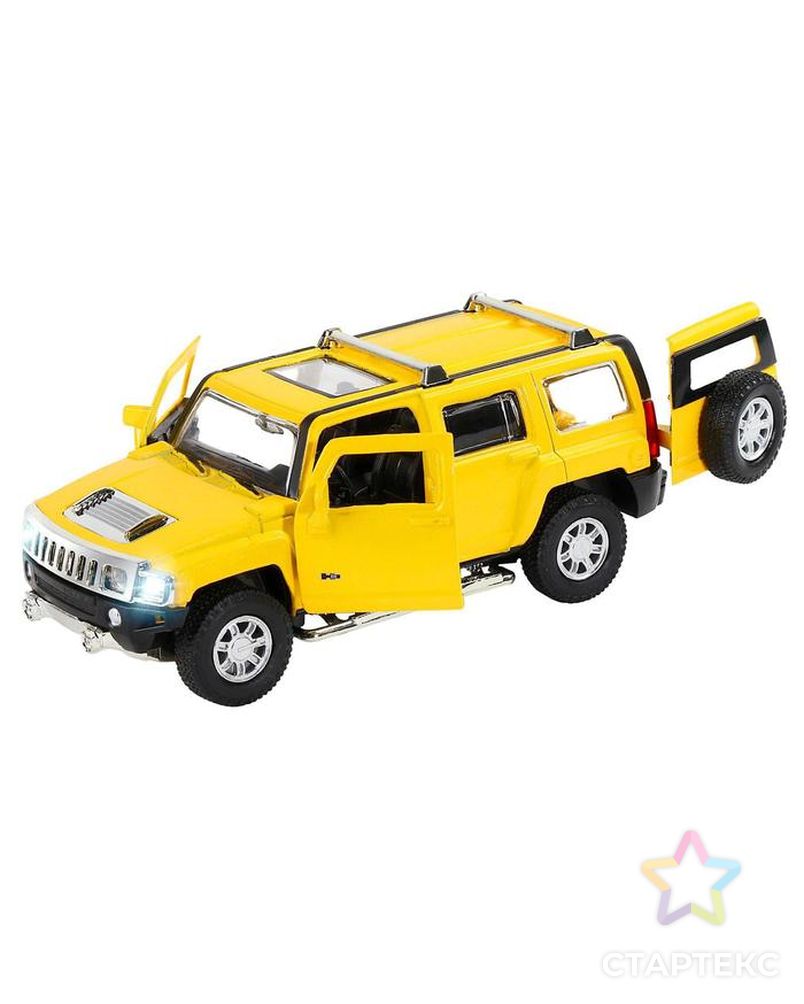 Машина металлическая Hummer H3 1:32 цвет жёлтый инерция, световые и звуковые эффекты, открываются двери арт. СМЛ-128068-1-СМЛ0005488671 2