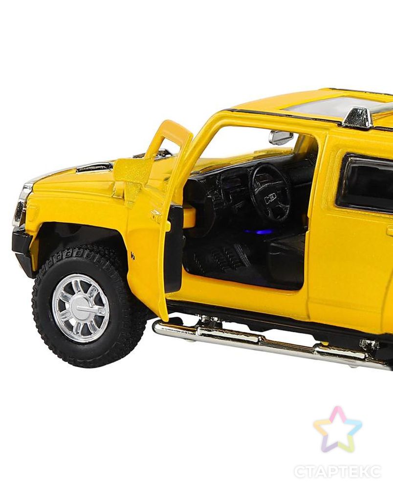 Машина металлическая Hummer H3 1:32 цвет жёлтый инерция, световые и звуковые эффекты, открываются двери арт. СМЛ-128068-1-СМЛ0005488671 8