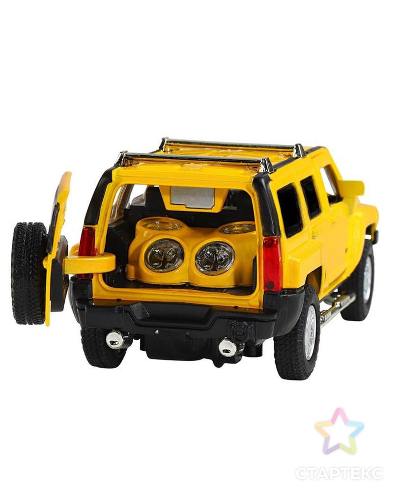 Машина металлическая Hummer H3 1:32 цвет жёлтый инерция, световые и звуковые эффекты, открываются двери арт. СМЛ-128068-1-СМЛ0005488671 9