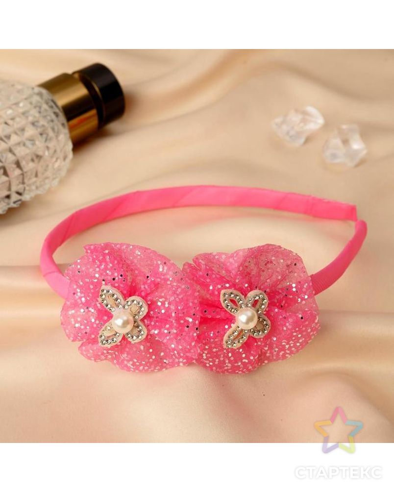 Ободок для волос "Алёнка" 0,5 см, сверкающие бабочки, розовый арт. СМЛ-145117-1-СМЛ0005493396 1