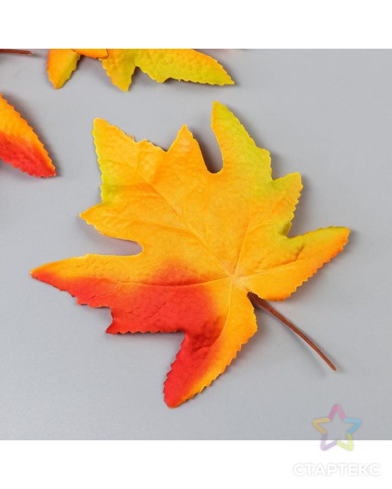 Набор декоративных кленовых листьев 9 шт, жёлтый с оранжевым арт. СМЛ-140229-1-СМЛ0005494600 2