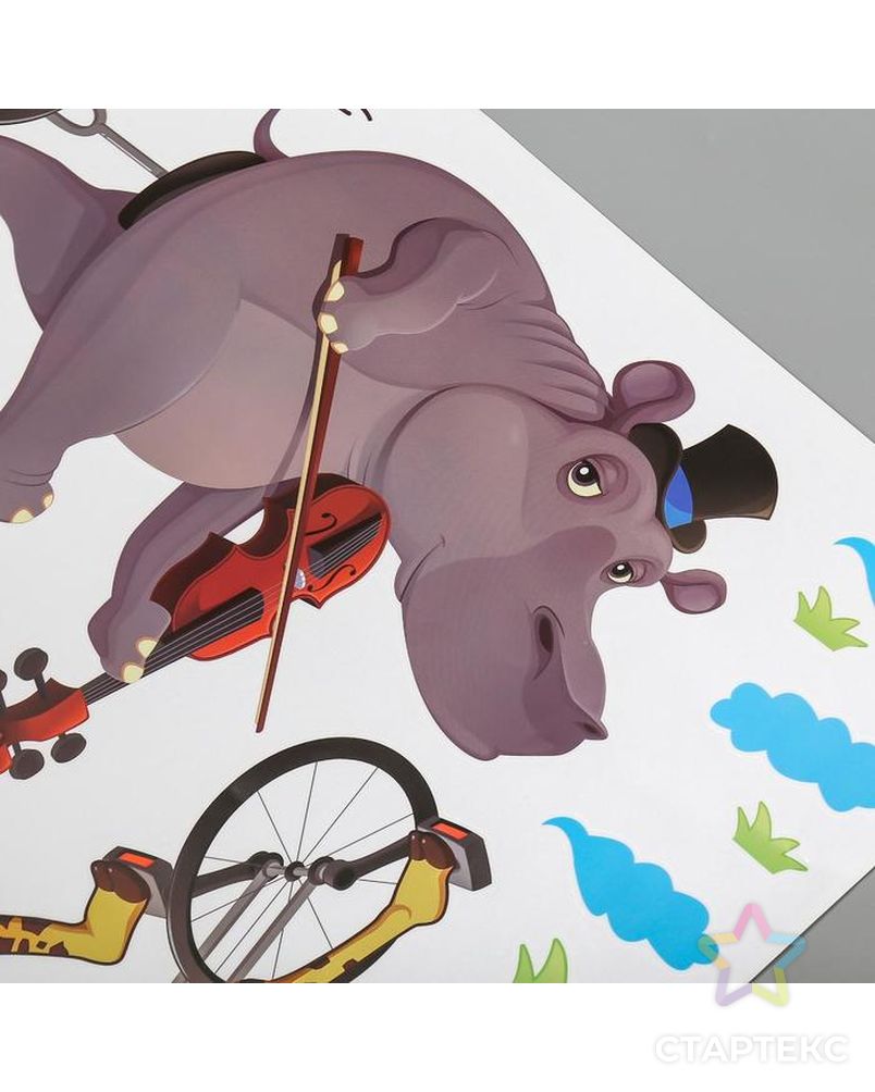 Наклейка пластик интерьерная цветная "Звери музыканты на моноцикле" 60х90 см арт. СМЛ-208885-1-СМЛ0005494914 3