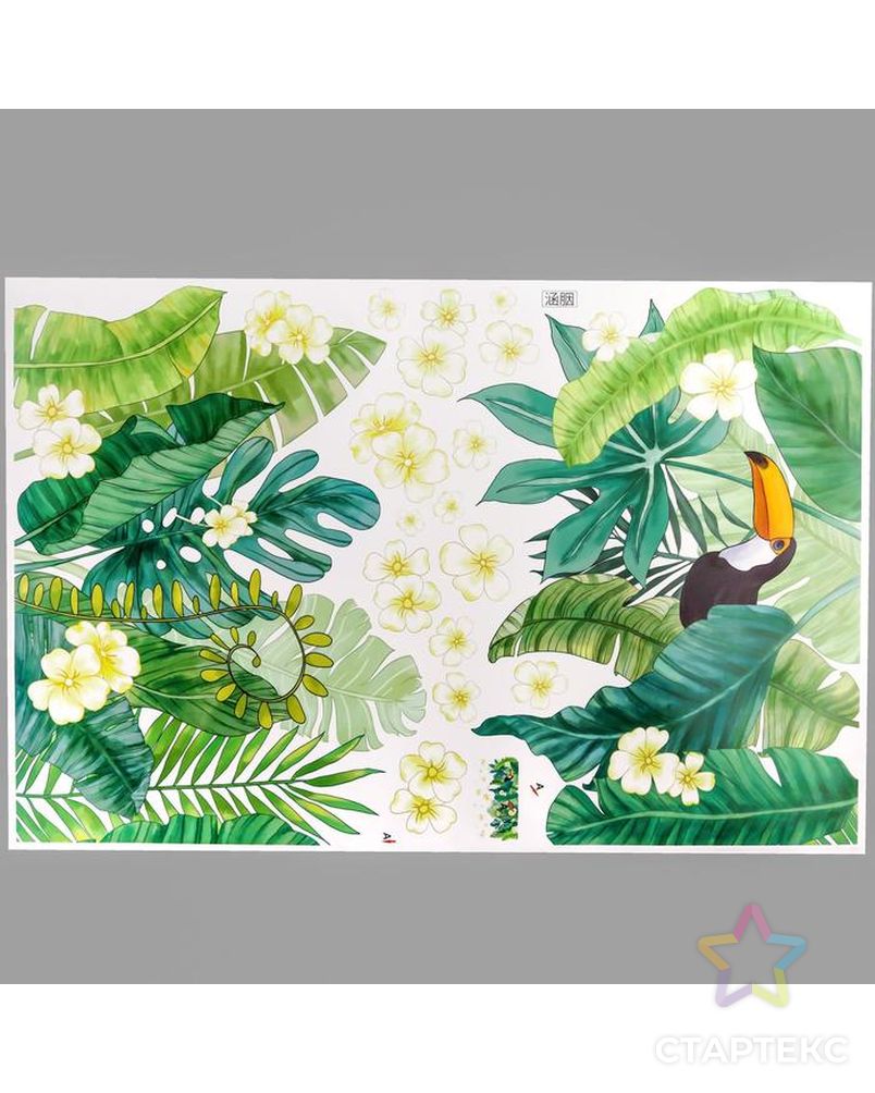 Наклейка пластик интерьерная цветная "Тукан в пальмовых листьях" 60х90 см арт. СМЛ-218132-1-СМЛ0005494935 2