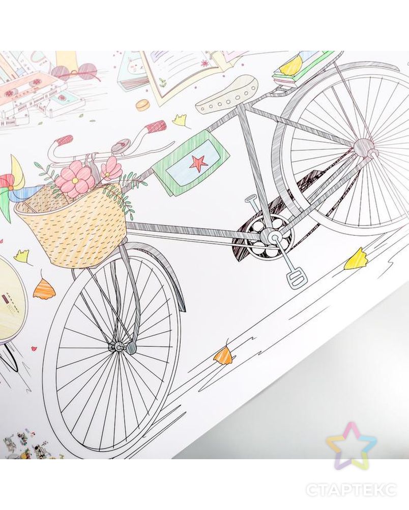Наклейка пластик интерьерная цветная "Велосипед, магнитофон и фотоаппарат" 60х90 см арт. СМЛ-209070-1-СМЛ0005494941 3