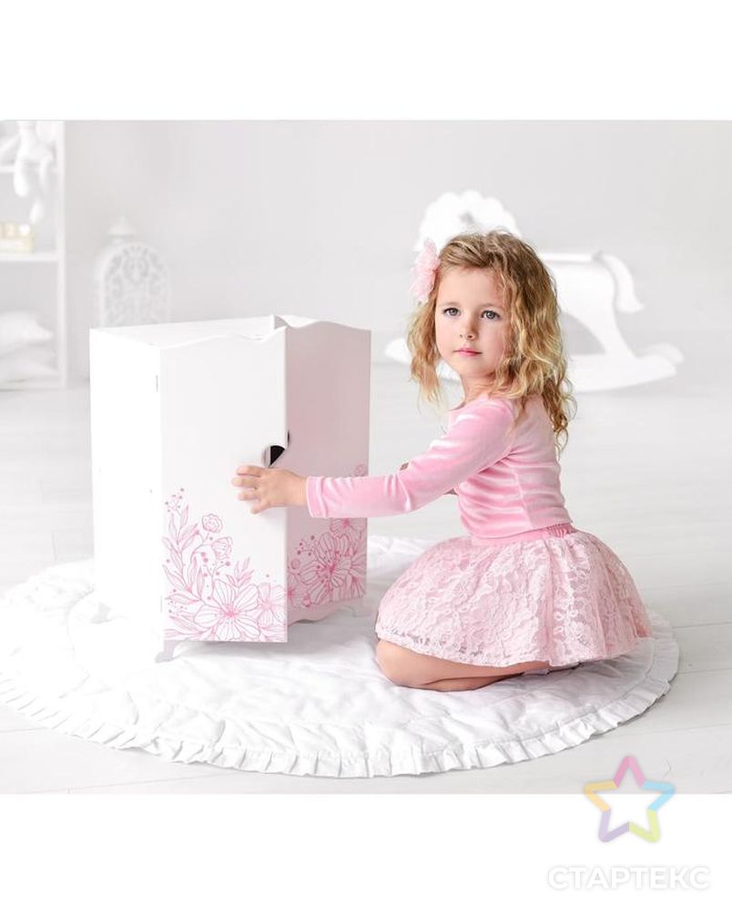Игрушка детская: шкаф с дизайнерским цветочным принтом (коллекция "Diamond princess" белый). арт. СМЛ-142555-1-СМЛ0005501172 1