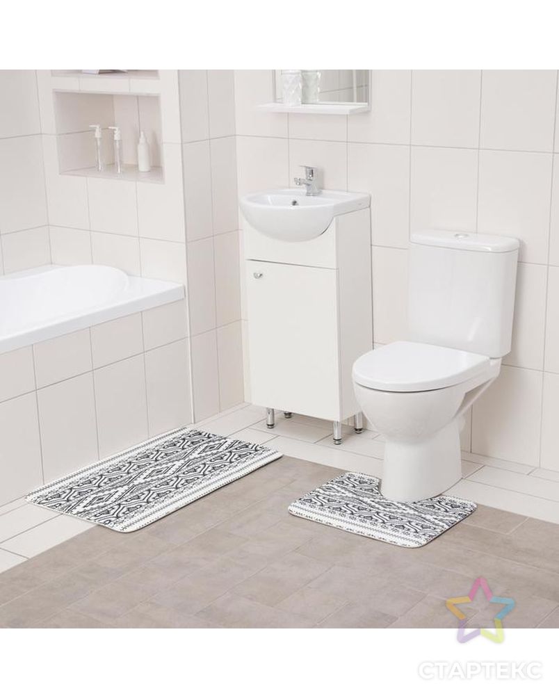 Набор ковриков для ванны и туалета Доляна «Марокканский», 2 шт: 40×50, 50×80 см арт. СМЛ-150901-1-СМЛ0005504401 2
