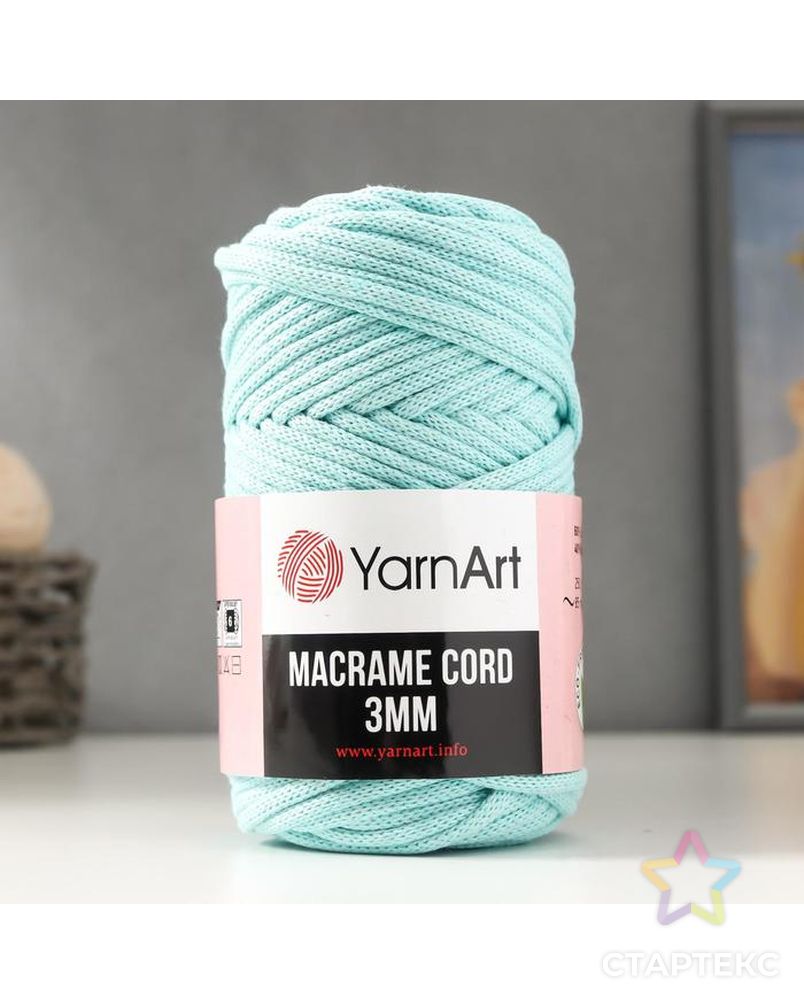 Пряжа "Macrame Cord"  60% хлопок, 40% вискоза/полиэстер 3 мм 85м/250гр (762 св.роз) арт. СМЛ-130544-3-СМЛ0005504918 1