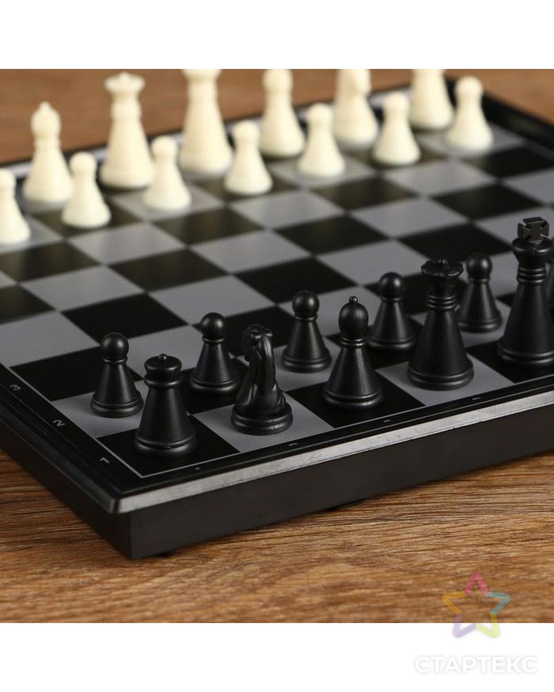 Настольная игра 3 в 1 "Классика": шахматы, шашки, нарды, магнитная доска 20х20 см арт. СМЛ-67617-1-СМЛ0000551983 2
