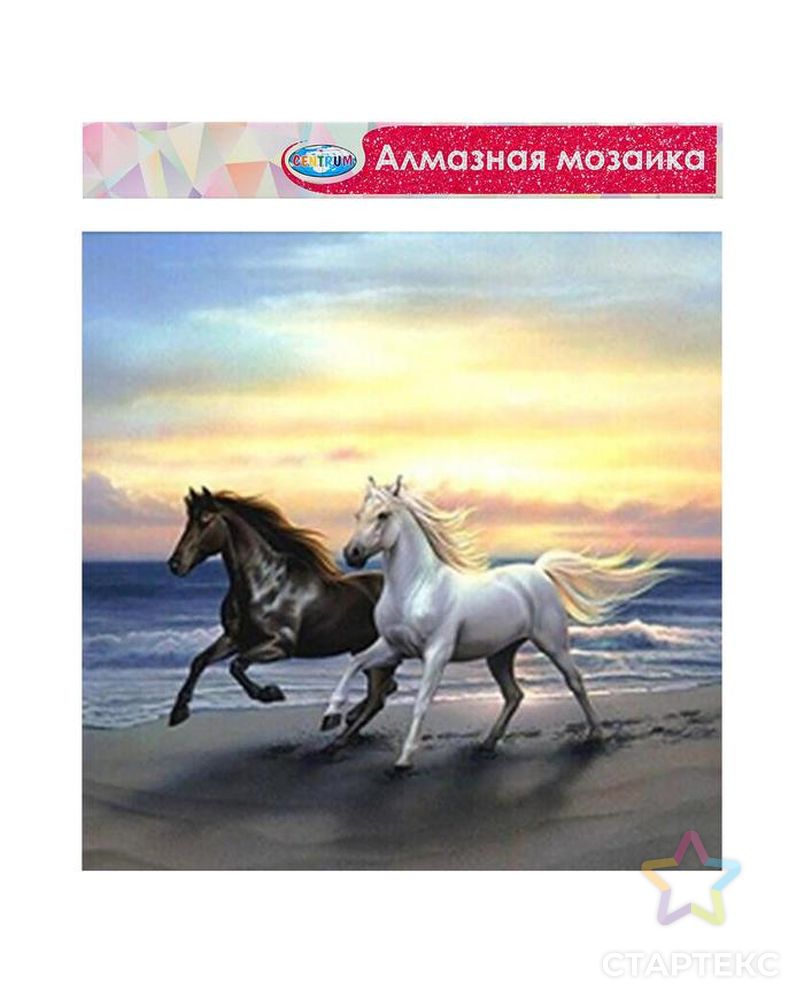 Алмазная мозаика без подрамника, частичное заполнение «Бегущие кони» 40×50 см арт. СМЛ-128914-1-СМЛ0005525002