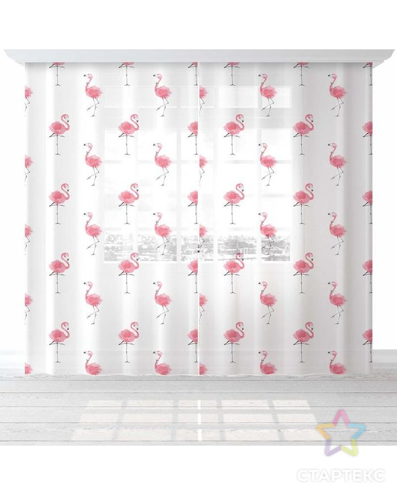 Комплект тюлей "Этель" Happy flamingo, 145*260 см-2 шт, вуаль арт. СМЛ-157120-1-СМЛ0005525145 1