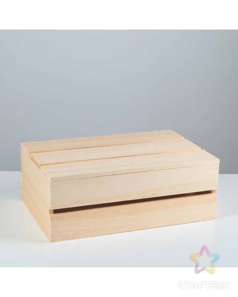 Ящик деревянный 35×23×13 см подарочный с реечной крышкой арт. СМЛ-138342-1-СМЛ0005525149 1