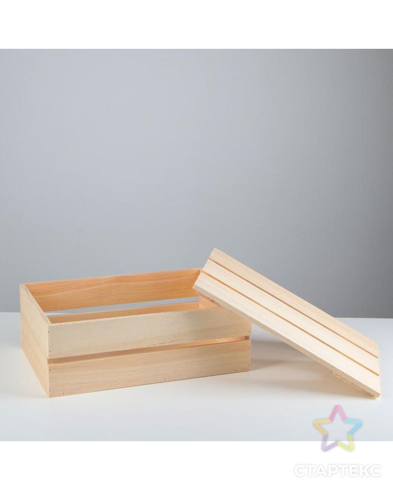 Ящик деревянный 35×23×13 см подарочный с реечной крышкой арт. СМЛ-138342-1-СМЛ0005525149 2