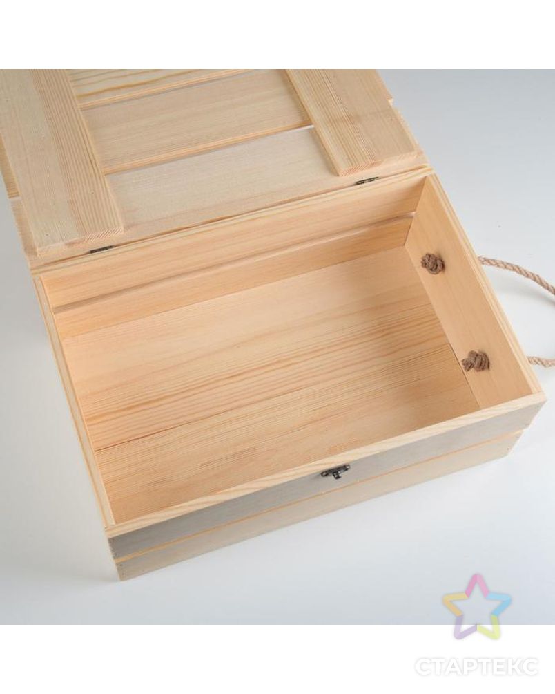Ящик деревянный 35×23×13 см подарочный с реечной крышкой на петельках с замком арт. СМЛ-138343-1-СМЛ0005525150 3