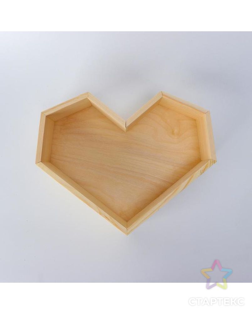 Набор 3 в 1 кашпо деревянных подарочных (29.5×7; 27.5×6; 25×4.5) "Сердце", натуральный арт. СМЛ-143643-1-СМЛ0005525154 2