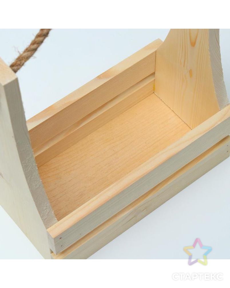 Кашпо деревянное 25×13,5×29(9) см, ручка канат, с прорезью арт. СМЛ-135737-1-СМЛ0005538646 3