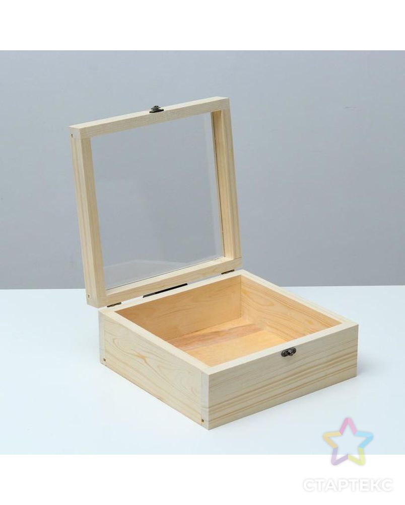 Подарочный ящик 25×25×11 см деревянный, крышка оргстекло 3 мм арт. СМЛ-135739-1-СМЛ0005538656 1