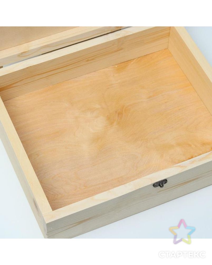 Подарочный ящик 35×29×11 см деревянный, крышка фанера 4 мм, фурнитура арт. СМЛ-135740-1-СМЛ0005538660