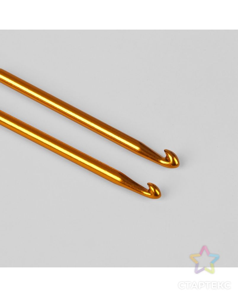 Крючок для вязания, двусторонний, d = 2/3 мм, 13,5 см, цвет золотой арт. СМЛ-24505-1-СМЛ0555348 2