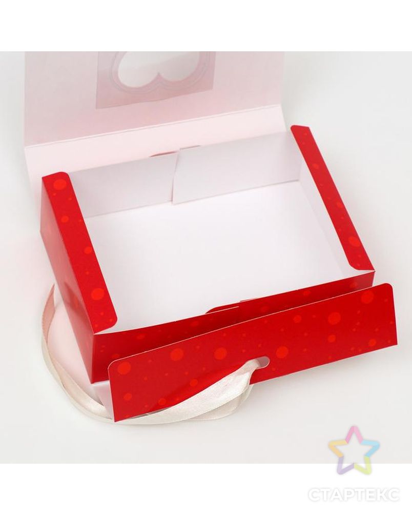 Подарочная коробка сборная с окном "Сердца", 16,5 х 11,5 х 5 см арт. СМЛ-135117-1-СМЛ0005634984 4