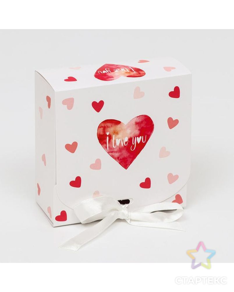 Подарочная коробка сборная с окном "I LOVE YOU", 11,5 х 11,5 х 5 см арт. СМЛ-135126-1-СМЛ0005634993 1