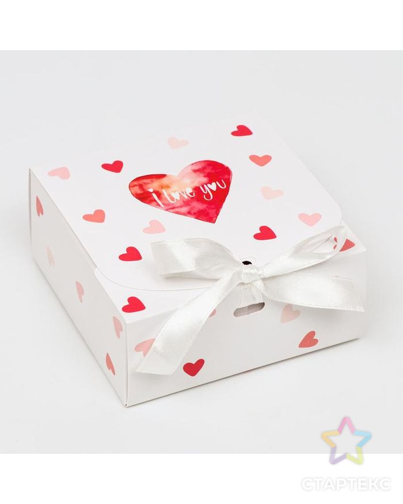 Подарочная коробка сборная с окном "I LOVE YOU", 11,5 х 11,5 х 5 см арт. СМЛ-135126-1-СМЛ0005634993 2