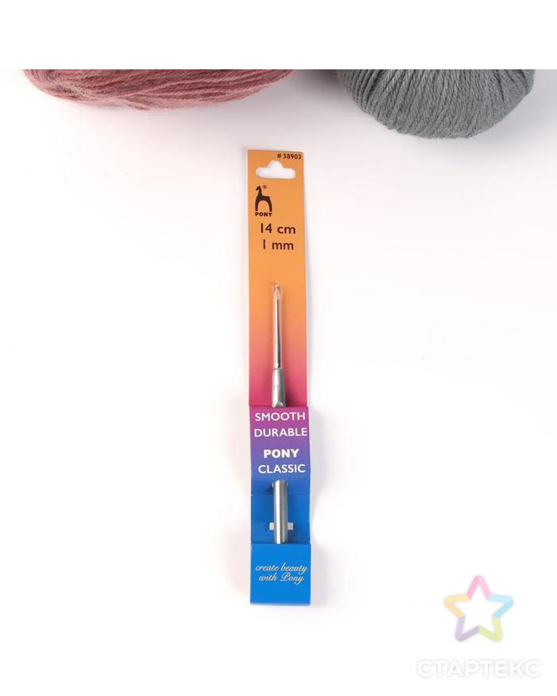 Крючок для вязания, с пластиковой ручкой, d = 1 мм, 14 см, цвет серый арт. СМЛ-142233-1-СМЛ0005752183 3