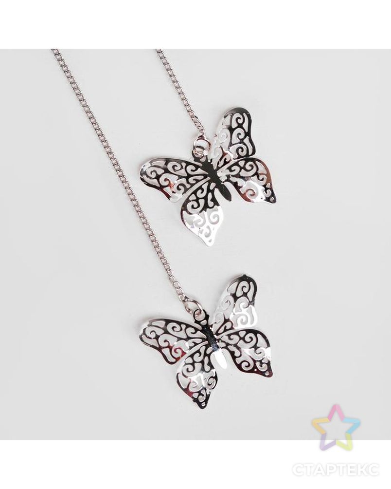 Серьги со стразами "Бабочки" блеск, цвет белый в серебре арт. СМЛ-133159-1-СМЛ0005799461 2