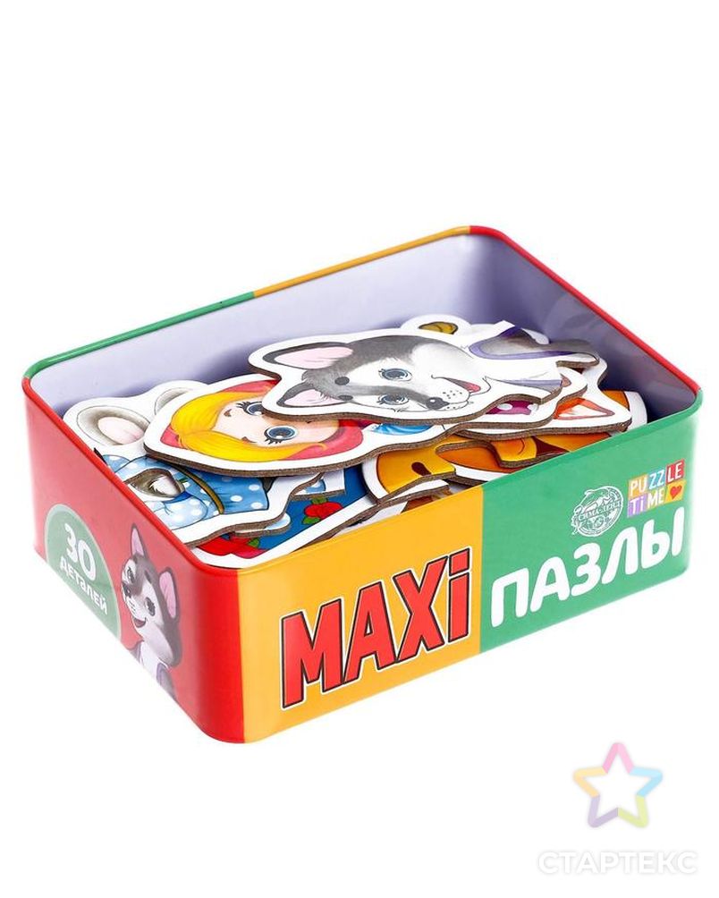 Макси-пазлы в металлической коробке «Любимые герои сказок», 30 деталей арт. СМЛ-159295-1-СМЛ0005800954 5