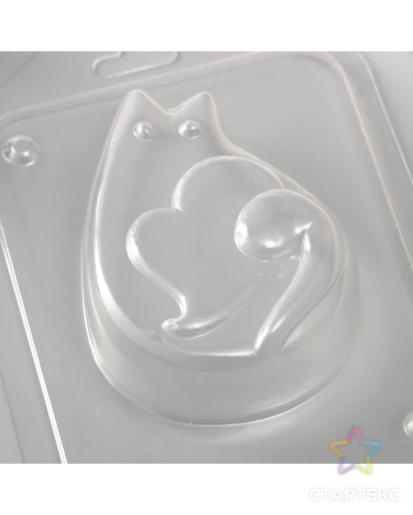 Пластиковая форма "Котик с сердечком" 8,5х6 см арт. СМЛ-136792-1-СМЛ0005926508