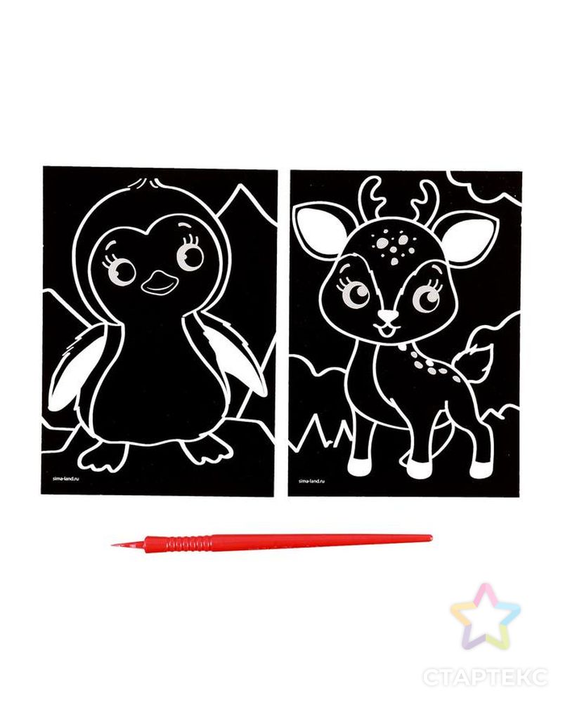 Гравюры для малышей "Пингвин и Олененок" А6, 2 шт арт. СМЛ-186042-1-СМЛ0005926963 3