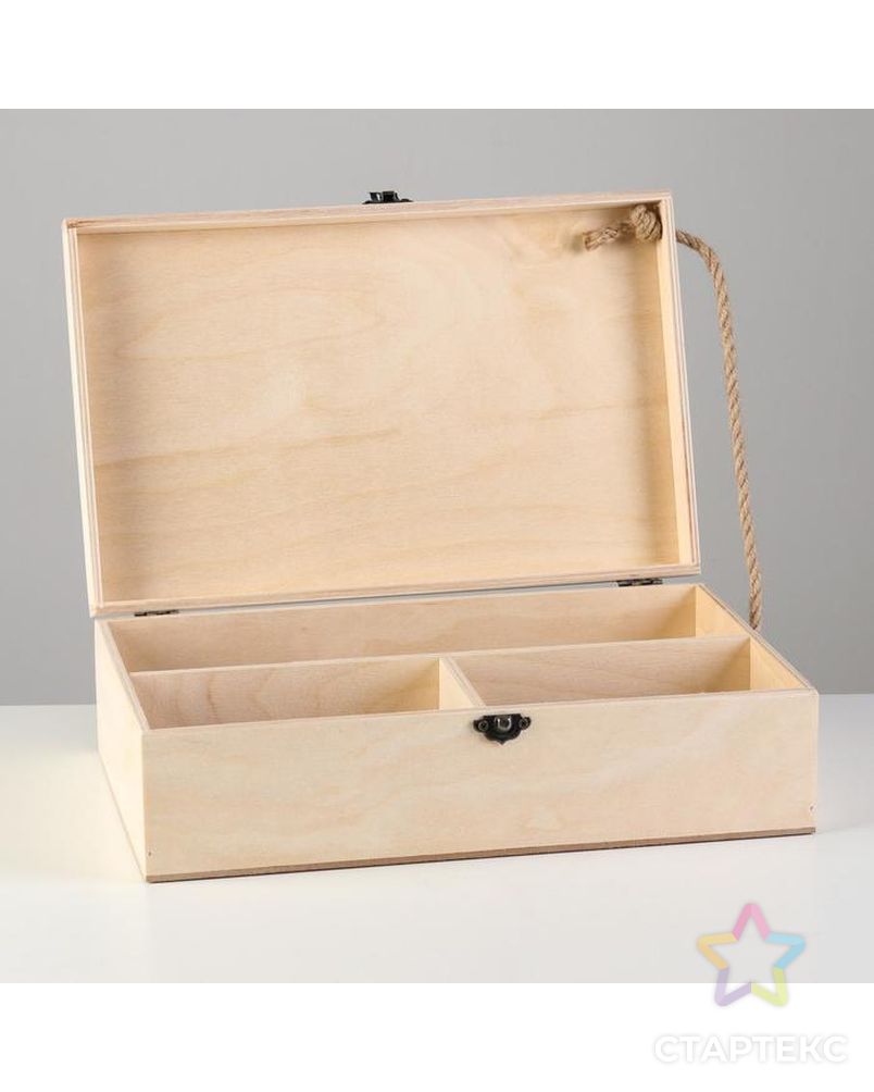 Подарочный ящик 34×21.5×10 см деревянный, с закрывающейся крышкой, с ручкой арт. СМЛ-132933-1-СМЛ0005928349 2