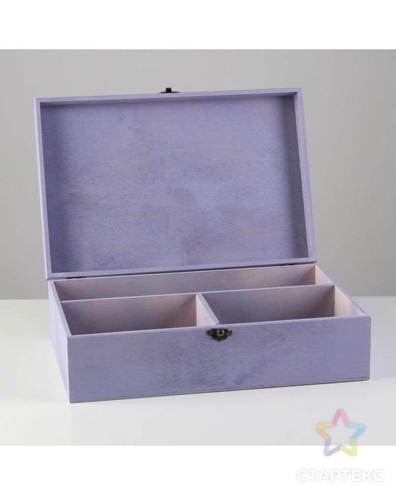 Подарочный ящик 34×21.5×10 см деревянный, с закрывающейся крышкой, фиолетовый арт. СМЛ-132934-1-СМЛ0005928350 2