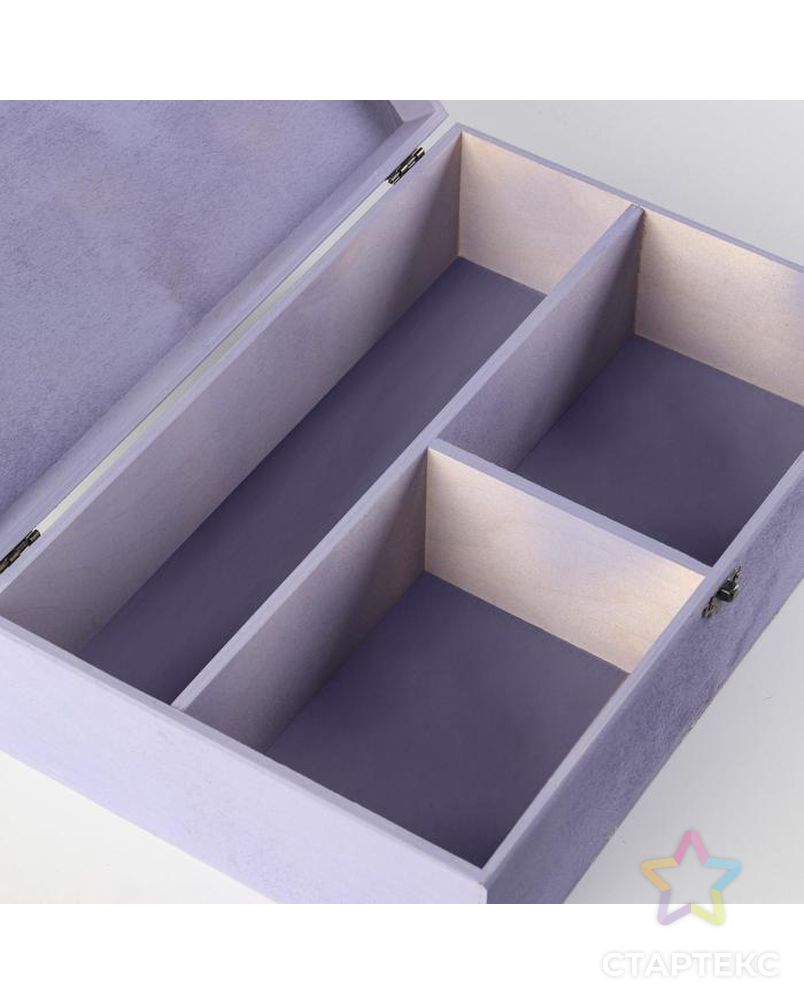 Подарочный ящик 34×21.5×10 см деревянный, с закрывающейся крышкой, фиолетовый арт. СМЛ-132934-1-СМЛ0005928350 4