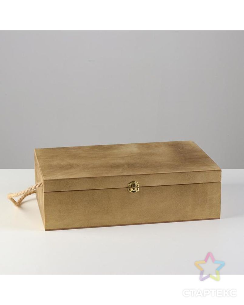 Подарочный ящик 34×21.5×10 см деревянный, с закрывающейся крышкой, с ручкой, коричневый арт. СМЛ-132935-1-СМЛ0005928351 1