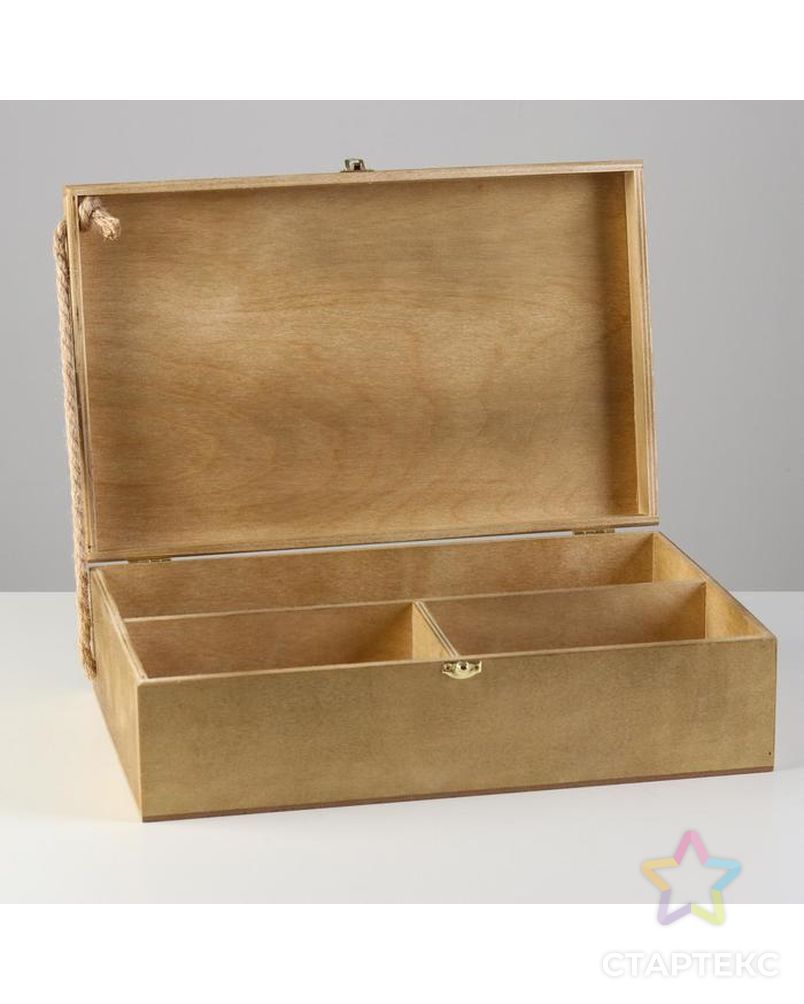 Подарочный ящик 34×21.5×10 см деревянный, с закрывающейся крышкой, с ручкой, коричневый арт. СМЛ-132935-1-СМЛ0005928351 2